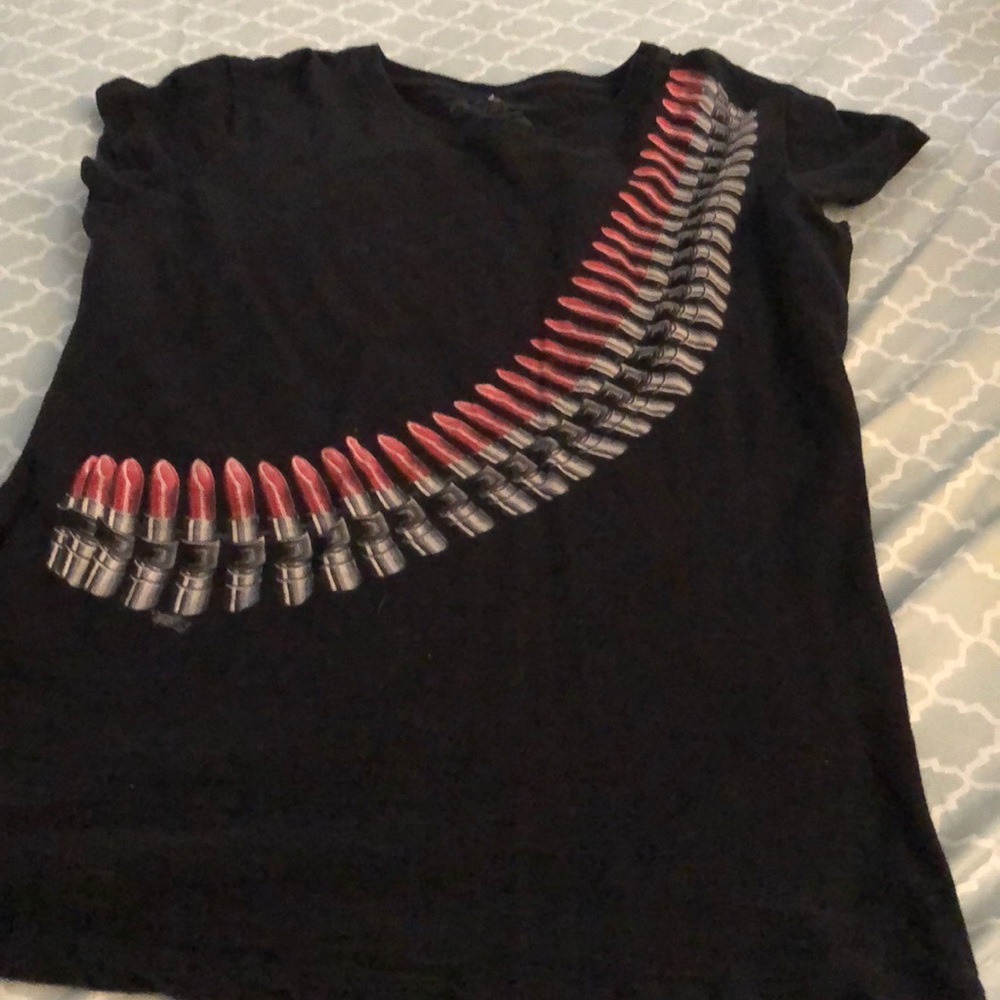 Black tee with lipstick bullets